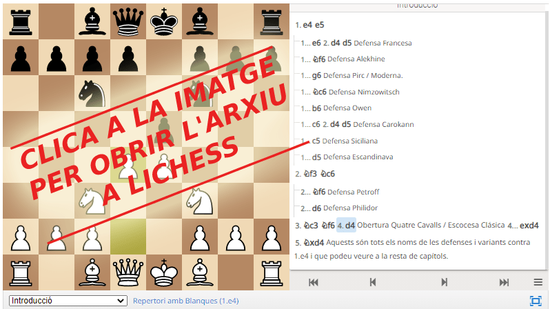 Feu clic per anar a Lichess i veure el repertori amb blanques