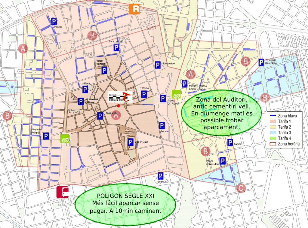 Mapa d'aparcaments de Terrassa
